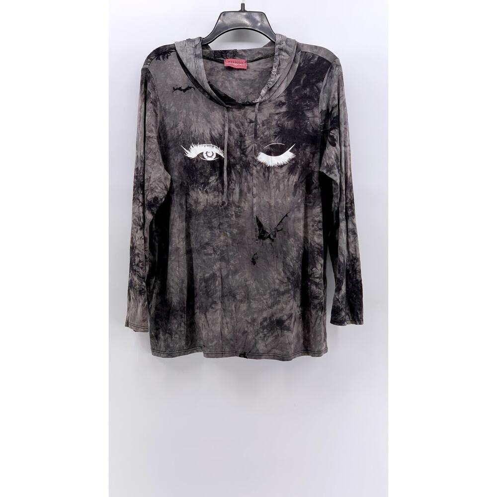 RAGDOLL Women's Plus Gray-White Tie-Dye Graphic Sweatshirt SZ 2X